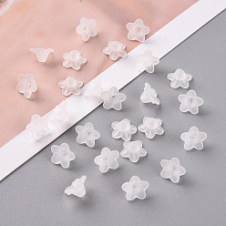 Clear Transparent Acrylic Beads, Flower, Frosted, Clear, 12x7mm, Hole: 1mm, about 4600pcs/500g