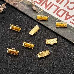 Golden Iron Ribbon Crimp Ends, Golden, 7x13mm, Hole: 2mm
