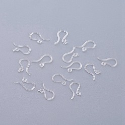 Clear Plastic Earring Hooks, Ear Wire, with Horizontal Loop, Clear, 13x7mm, Hole: 1mm