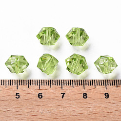 Yellow Green Transparent Acrylic Beads, Faceted, Polygon, Yellow Green, 8x10x9mm, Hole: 1.6mm, about 1300pcs/500g