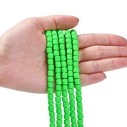 Pelouse Verte Polymère main brins d'argile de perles, colonne, pelouse verte, 6.5x6mm, Trou: 1.2mm, Environ 61 pcs/chapelet, 15.75 pouce (40 cm)
