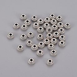 Antique Silver Alloy Spacer Beads, Rondelle, Cadmium Free & Lead Free, Antique Silver, 6x4mm, Hole: 1.5mm