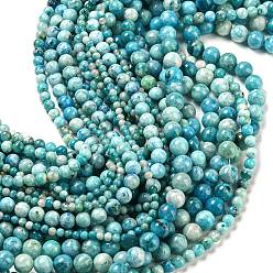 Cyan Natural Gemstone Hemimorphite Round Beads Strands, Dyed, Cyan, 6mm, Hole: 1mm, about 66pcs/strand, 15.74 inch