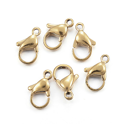 Real 24K Gold Plated 304 Stainless Steel Lobster Claw Clasps, Parrot Trigger Clasps, Real 24K Gold Plated, 12x7x3.5mm, Hole: 1.5mm