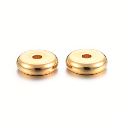 Golden 304 Stainless Steel Spacer Beads, Flat Round, Golden, 8x2.5mm, Hole: 1.8mm