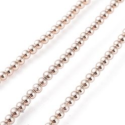 Rose Gold Plated Electroplate Non-magnetic Synthetic Hematite Beads Strands, Round, Light Rose Gold Plated, 2mm, Hole: 0.6mm, about 208pcs/strand, 15.7 inch
