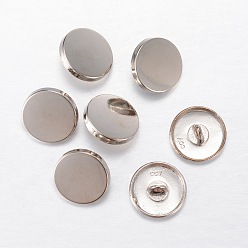 Platinum Alloy Shank Buttons, 1-Hole, Flat Round, Platinum, 25x7mm, Hole: 2mm