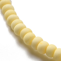Gold Handmade Frosted Porcelain Beads, Flat Round, Gold, 4x3mm, Hole: 0.8mm, about 134pcs/strand, 15.55 inch(39.5cm)