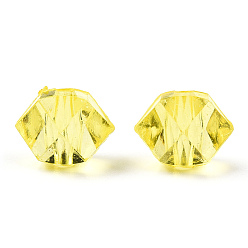 Yellow Transparent Acrylic Beads, Faceted, Polygon, Yellow, 8x10x9mm, Hole: 1.6mm, about 1300pcs/500g