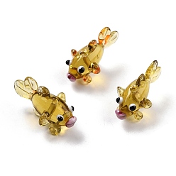 Goldenrod Handmade Lampwork Beads, Goldfish, Goldenrod, 28x15.5x16mm, Hole: 1.7mm