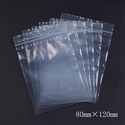 Белый Пластиковые сумки на молнии, многоразовые упаковочные пакеты, верхнего уплотнения, мешок с самоуплотнением, прямоугольные, белые, 12x8 см, односторонняя толщина: 2.1 мил(0.055мм), 100 шт / пакет