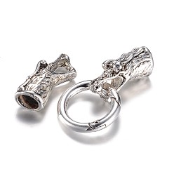 Antique Silver Alloy Spring Gate Rings, O Rings, with Cord Ends, Dragon, Antique Silver, 6 Gauge, 70mm