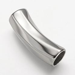 Stainless Steel Color 304 Stainless Steel Tube Beads, Stainless Steel Color, 39x12mm, Hole: 9mm