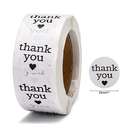 White 1 Inch Thank You Stickers, Adhesive Roll Sticker Labels, for Envelopes, Bubble Mailers and Bags, White, 25mm, about 500pcs/roll