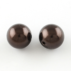 Coconut Brown Round ABS Plastic Imitation Pearl Beads, Coconut Brown, 20mm, Hole: 2mm, about 120pcs/500g