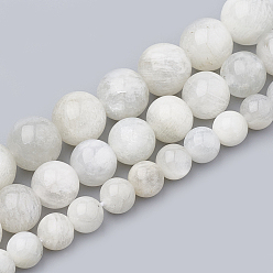Rainbow Moonstone Natural Rainbow Moonstone Beads Strands, Round, 6~7mm, Hole: 1mm, about 60~67pcs/strand, 15.7 inch