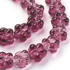 Old Rose Handmade Lampwork Beads Strands, Plum Blossom, Old Rose, 13.5x8.5~9mm, Hole: 1.2mm, about 32pcs/strand, 16.53 inch(42cm)