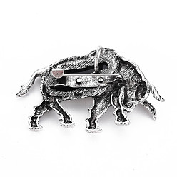 PapayaWhip Cow Alloy Brooch, Natural White Shell Lapel Pin with Loop for Backpack Clothes Pendant Jewelry, Cadmium Free & Lead Free, Antique Silver, PapayaWhip, 33x54x9.5mm, Hole: 7x4.5mm, Pin: 0.7mm