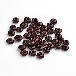 Coconut Brown Natural Wood Beads, Lead Free, Dyed, Rondelle, Coconut Brown, 6x3mm, Hole: 2mm, about 25440pcs/1000g