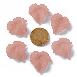 Chocolate Autumn Theme Transparent Frosted Acrylic Pendants, Maple Leaf, Chocolate, 24x22.5x3mm, Hole: 1mm, about 962pcs/500g