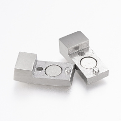 Stainless Steel Color 304 Stainless Steel Magnetic Clasps with Glue-in Ends, Rectangle, Stainless Steel Color, 23.5x7.5x5.5mm, Hole: 3x6mm