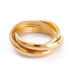 Golden Ion Plating(IP) Unisex 304 Stainless Steel Finger Rings, Criss Cross Rings, Golden, Size 6~9, 2.8~7mm, Inner Diameter: 16.5~18.9mm