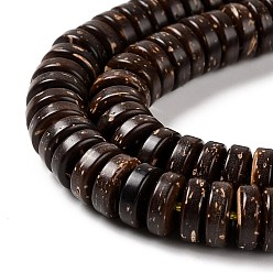 Coconut Brown Coconut Beads Strands, Flat Round/Disc, Heishi Beads, Coconut Brown, 8x3mm, Hole: 1.5mm, about 110~111pcs/strand, 13.27''(33.7~33.8cm)