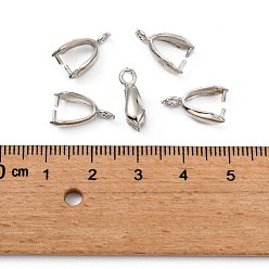 Platinum Grade AA Brass Ice Pick Pinch Bails for Pendant Making, Cadmium Free & Nickel Free & Lead Free, Platinum, 14x7x5mm, Hole: 2mm, Pin: 1mm