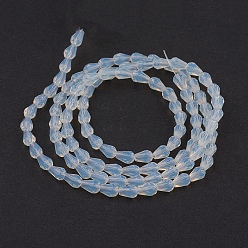 Clear Imitation Opalite Glass Beads Strands, Faceted, teardrop, Clear, 5x3mm, Hole: 1mm, about 100pcs/strand, 18.3 inch~19 inch