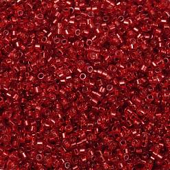 Красный Цилиндрический бисер, серебряная линия, круглое отверстие, единый размер, красные, 2x1.5 мм, отверстие : 0.8 мм, около 40000 шт / упаковка, о 450 г / мешок