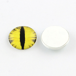 Mixed Color Half Round/Dome Dragon Eye Pattern Glass Flatback Cabochons for DIY Projects, Mixed Color, 8x3mm