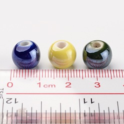 Mixed Color Handmade Porcelain Beads, Pearlized, Round, Mixed Color, 12mm, Hole: 2~3mm