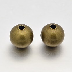 Античная Бронза Латунные бусины, бесшовные круглые бусины, без никеля , античная бронза, 8 мм, отверстие : 2 мм