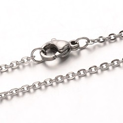 Stainless Steel Color 304 Stainless Steel Cable Chain Necklaces, with Lobster Claw Clasps, Stainless Steel Color, 19.7 inch(50cm)