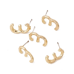 Number Brass Number Stud Earrings with 925 Sterling Silver Pins for Women, Num.3, 18x10mm, Pin: 0.7mm