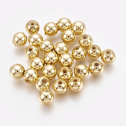 Plaqué Or Abs perles en plastique, perles galvanisées écologiques, ronde, plaqué or, 5.5~6mm, trou: 1.8 mm, environ 4500 pcs / 500 g