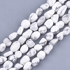 Howlite Natural Howlite Beads Strands, Tumbled Stone, Nuggets, 8~19x8~12x4~8mm, Hole: 0.8mm, about 37pcs/strand, 15.9 inch