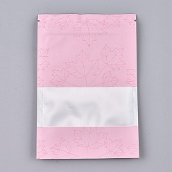Hot Pink Plastic Zip Lock Bags, Resealable Aluminum Foil Pouch, Food Storage Bags, Rectangle, Maple Leave Pattern, Hot Pink, 15.1x10.1cm, Unilateral Thickness: 3.9 Mil(0.1mm)