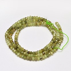 Garnet Faceted Rondelle Natural Green Garnet Beads Strands, Andradite Beads, 3x2mm, Hole: 1mm, about 187pcs/strand, 15.5 inch