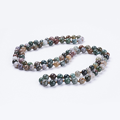 Agate Indienne Indien colliers de perles naturelles agate, ronde, 36 pouce (91.44 cm)