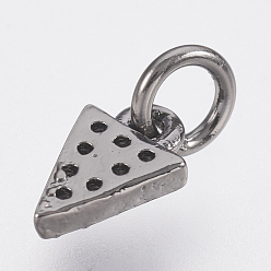 Gunmetal Brass Micro Pave Cubic Zirconia Charms, Lead Free & Cadmium Free, Triangle, Gunmetal, 8x5x2mm, Hole: 2.8mm