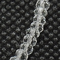 Clair Chapelets de perles en verre, facette, rondelle, clair, 3x2mm, Trou: 0.5mm, Environ 150~160 pcs/chapelet, 15.35 pouce (39 cm)