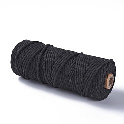 Black Cotton String Threads, Macrame Cord, Decorative String Threads, for DIY Crafts, Gift Wrapping and Jewelry Making, Black, 3mm, about 54.68 yards(50m)/roll
