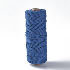 Blue Cotton String Threads, Macrame Cord, Decorative String Threads, for DIY Crafts, Gift Wrapping and Jewelry Making, Blue, 3mm, about 54.68 yards(50m)/roll