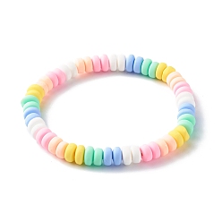 Coloré Bracelets extensibles faits à la main de perles d'argile polymère pour les enfants, colorées, diamètre intérieur: 2-1/8 pouce (5.3 cm)