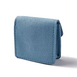 Cornflower Blue Rectangle Velvet Pouches, with Iron Clasp, Jewelry Storage Bags, for Rings & Necklaces & Bracelet Holders, Cornflower Blue, 6.2x6x1.1cm