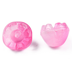Hot Pink Transparent Spray Painted Glass Beads, Flower, Hot Pink, 9x13x13mm, Hole: 1.6mm