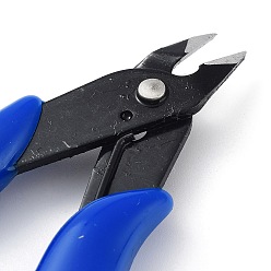 Medium Blue 45# Carbon Steel Jewelry Pliers for Jewelry Making Supplies, Flush Cutter, Shear, Polishing, Medium Blue, 130x52x12mm