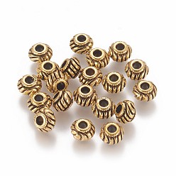 Antique Golden Tibetan Style Spacer Beads, Cadmium Free & Nickel Free & Lead Free, Rondelle, Antique Golden, 6x4mm, Hole: 2mm
