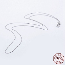 Platinum Rhodium Plated 925 Sterling Silver Box Chain Necklaces, with Spring Ring Clasps, with 925 Stamp, Platinum, 16 inch(40cm), 0.65mm